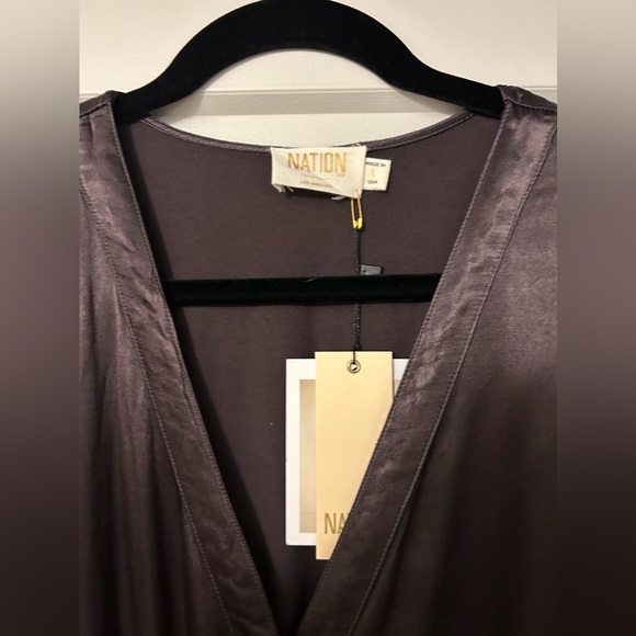 *NWT* NATION LTD Salma Silk/Satin Jumpsuit in Liquid Metal - Picture 5 of 12